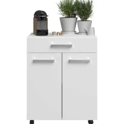 Keukenkastje Unya met wieltjes - 2 deuren & 1 lade - wit