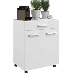 Keukenkastje Unya met wieltjes - 2 deuren & 1 lade - wit