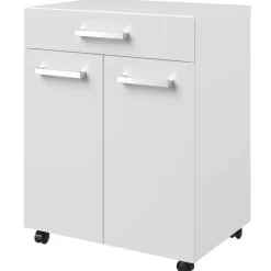 Keukenkastje Unya met wieltjes - 2 deuren & 1 lade - wit