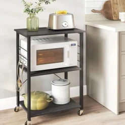 Keukentrolley - Serveerwagen - Keukentrolley op Wieltjes - 89 x 60 x 40 - Zwart