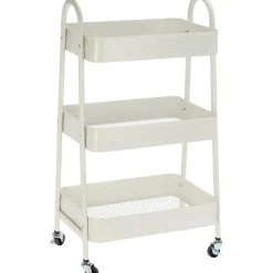 Keukentrolley - wit - metaal - 79x44x32 cm - 3 niveaus