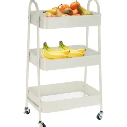 Keukentrolley - wit - metaal - 79x44x32 cm - 3 niveaus