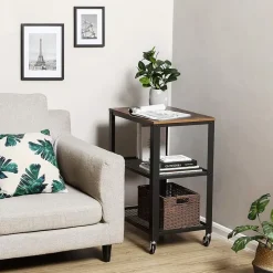 Keukentrolley Bill 2 legplanken - rustiek bruin/zwart