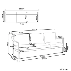 KIATO - Tuinbank 3-zits - Lichtgrijs - Aluminium