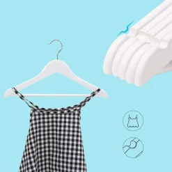 Kinder Kledinghangers in Hout - 20 Stuks voor Kleuters - 360° Haak - Wit