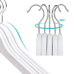 Kinder Kledinghangers in Hout - 20 Stuks voor Kleuters - 360° Haak - Wit