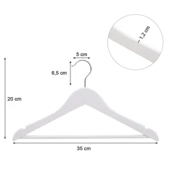 Kinder Kledinghangers in Hout - 20 Stuks voor Kleuters - 360° Haak - Wit