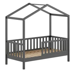Kinderbed Dallas - 70x140 cm - antraciet/massief grenen
