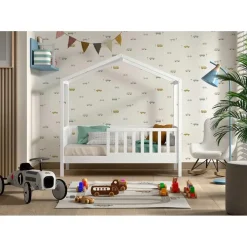 Kinderbed Dallas - 70x140 cm - Wit/massief grenen