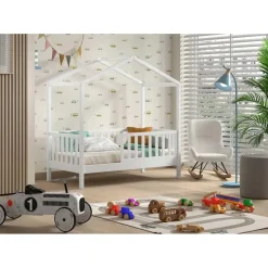 Kinderbed Dallas - 70x140 cm - Wit/massief grenen