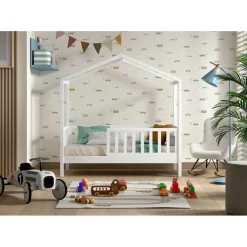 Kinderbed Dallas - 70x140 cm - Wit/massief grenen