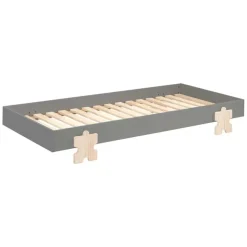 Kinderbed Modulo Puzzle 90x200 stapelbaar - antraciet/dennenhout