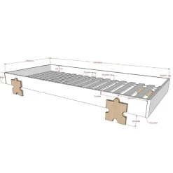 Kinderbed Modulo Puzzle 90x200 stapelbaar - antraciet/dennenhout