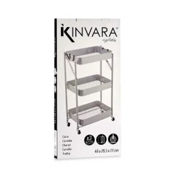 Kinvara Keuken/badkamer trolley - L45 x B30 x H78 cm - grijs - metaal
