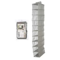 Kipit Kledingkast organizer - 10 vaks - grijs - 15 x 28 x 118 cm