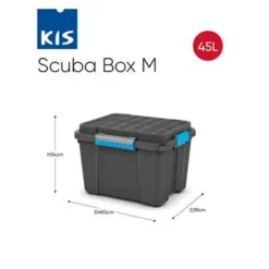 KIS Scuba box M - 45L - zwart/blauwe clips