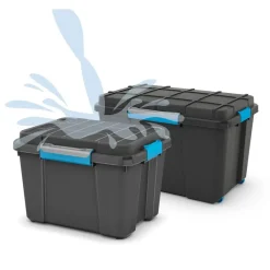 KIS Scuba box M - 45L - zwart/blauwe clips