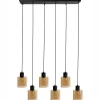 KITARE - Hanglamp 6 lichten - Zwart/Beige - Metaal