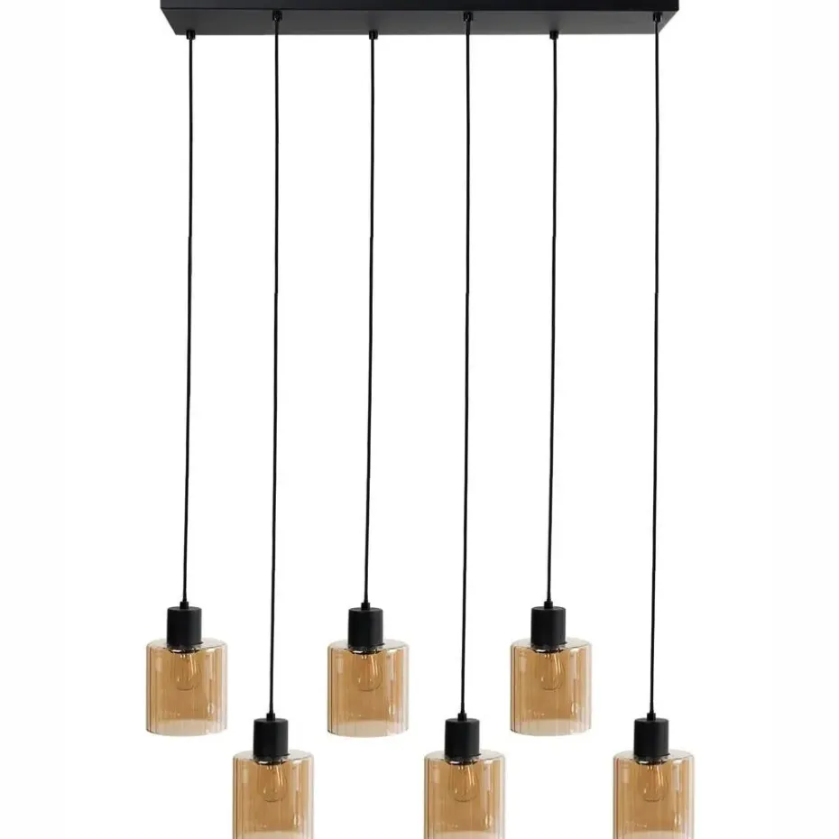 KITARE - Hanglamp 6 lichten - Zwart/Beige - Metaal