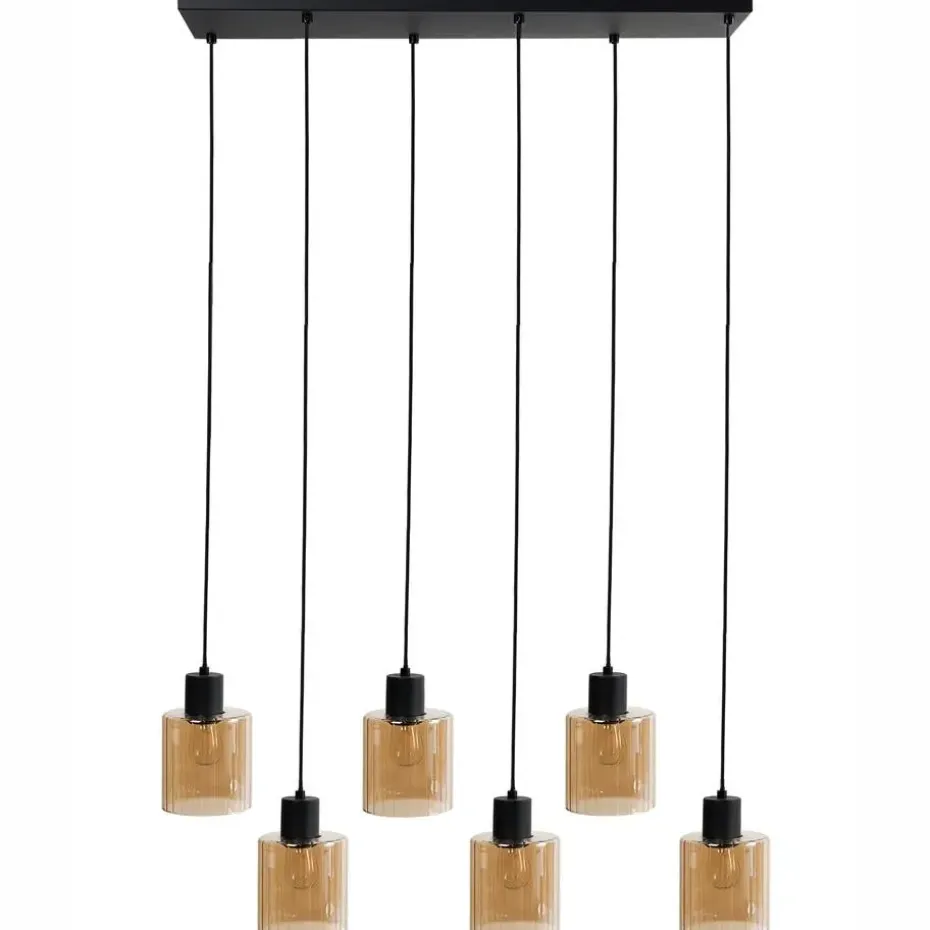 KITARE - Hanglamp 6 lichten - Zwart/Beige - Metaal