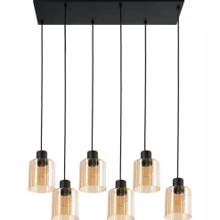 KITARE - Hanglamp 6 lichten - Zwart/Beige - Metaal