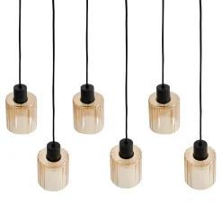 KITARE - Hanglamp 6 lichten - Zwart/Beige - Metaal
