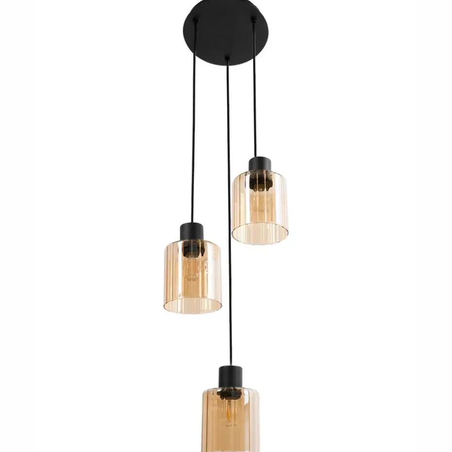 KITARE - Hanglamp 3 lichten - Zwart/Beige - Metaal