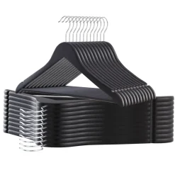 Kledinghangers - massief hout - 30 stuks - zwart