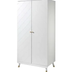 Kledingkast Billy 2 deuren MDF - wit/goud