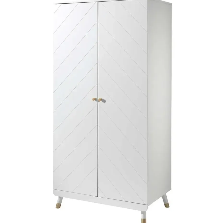 Kledingkast Billy 2 deuren MDF - wit/goud