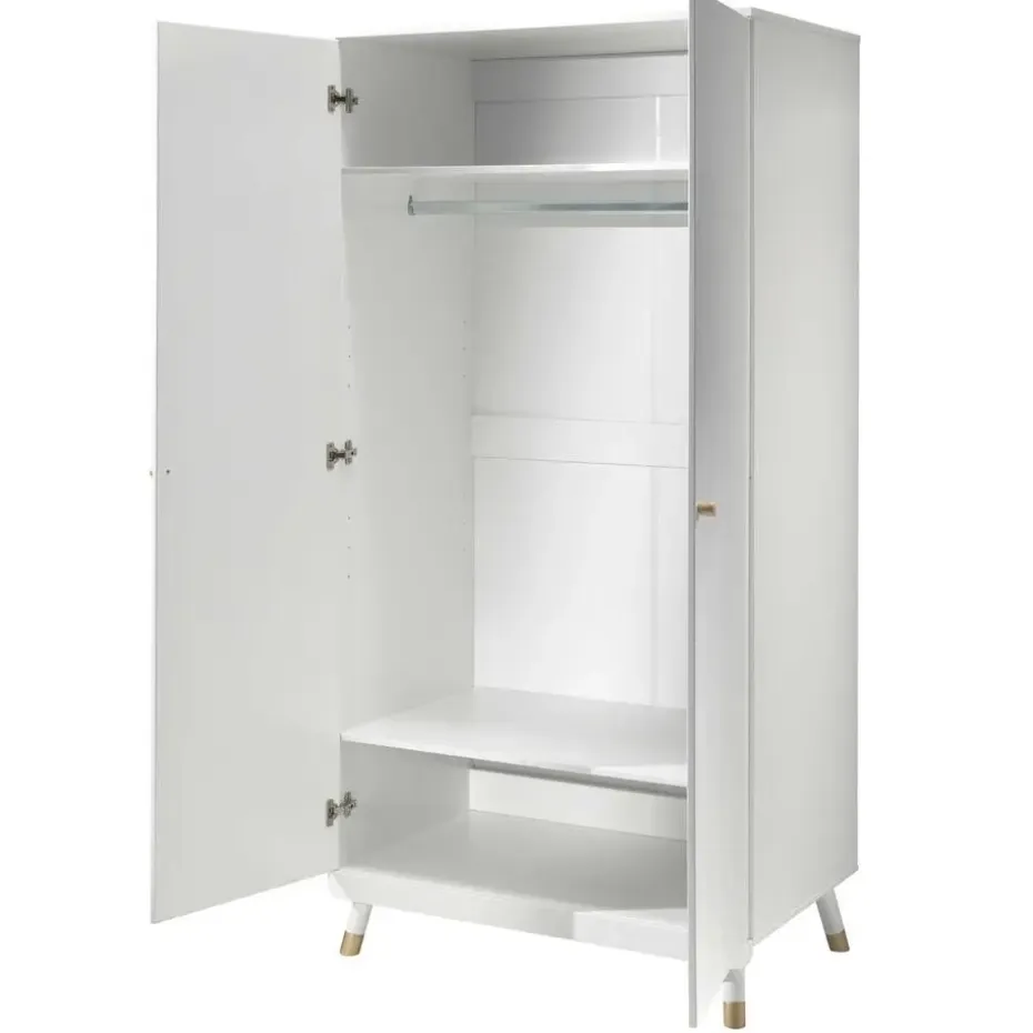 Kledingkast Billy 2 deuren MDF - wit/goud