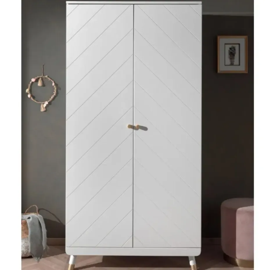 Kledingkast Billy 2 deuren MDF - wit/goud