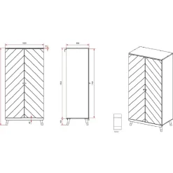 Kledingkast Billy 2 deuren MDF - wit/goud