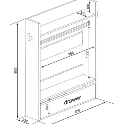 Kledingkast Bo0 met lade, hoedenplank en kledingroede - wit/ oudroze