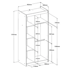 Kledingkast Charly 2-deurs - acaciakleur - 180x85x52 cm