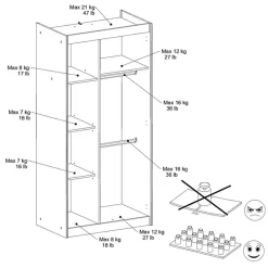 Kledingkast Charly 2-deurs - acaciakleur - 180x85x52 cm