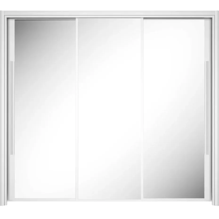 Kledingkast Cody 231cm met 3 schuifdeuren & spiegel - wit