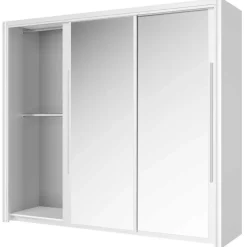 Kledingkast Cody 231cm met 3 schuifdeuren & spiegel - wit