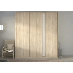 Kledingkast Evi 3-deurs - eikenkleur - 203x185x52 cm