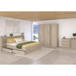 Kledingkast Evi 3-deurs - eikenkleur - 203x185x52 cm