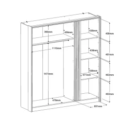 Kledingkast Evi 3-deurs - eikenkleur - 203x185x52 cm