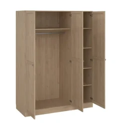 Kledingkast Lynn 3-deurs - eikenkleur - 200x147x62 cm