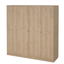Kledingkast Lynn 4-deurs - eikenkleur - 200x196x62 cm