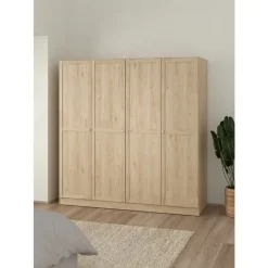 Kledingkast Lynn 4-deurs - eikenkleur - 200x196x62 cm