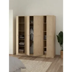 Kledingkast Lynn 4-deurs - eikenkleur - 200x196x62 cm