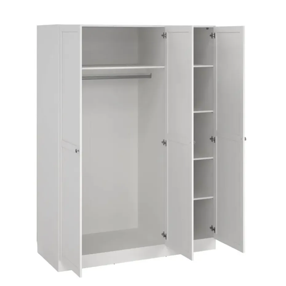 Kledingkast Lynn 3-deurs - wit - 200x147x62 cm