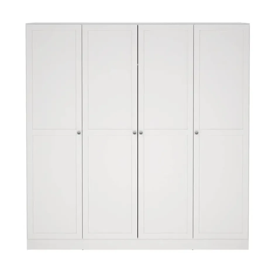 Kledingkast Lynn 4-deurs - wit - 200x196x62 cm