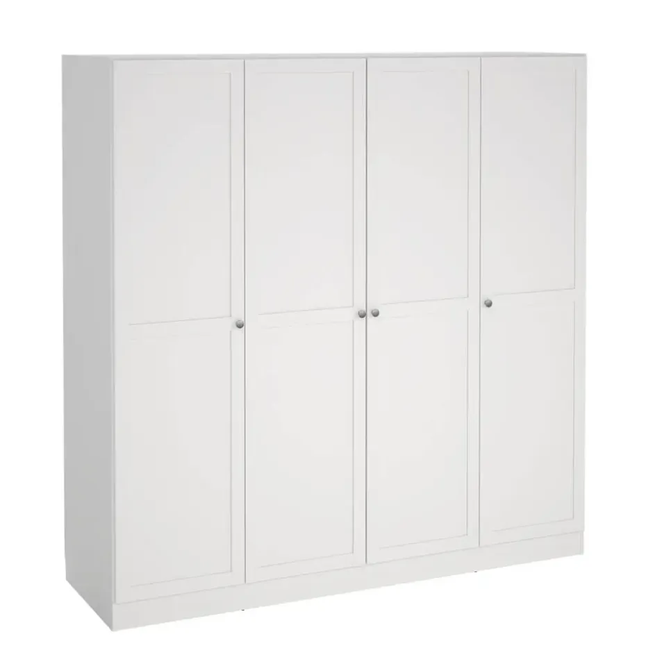 Kledingkast Lynn 4-deurs - wit - 200x196x62 cm