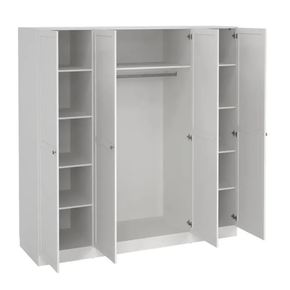 Kledingkast Lynn 4-deurs - wit - 200x196x62 cm