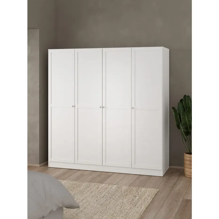 Kledingkast Lynn 4-deurs - wit - 200x196x62 cm